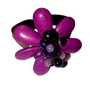 AMETHYST Bead & Sugilite Bendable Leather / Wire Cuff OS